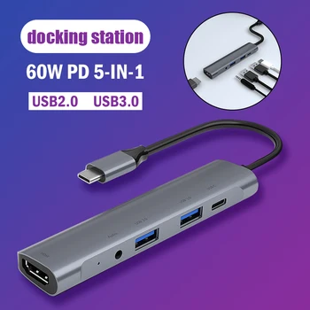 Nyligt Type-C til HDMI-Hub 60W PD 5-i-1 USB 2.0-3.0 Audio USB-C Bærbare til Hjemmet, Kontoret CLA88