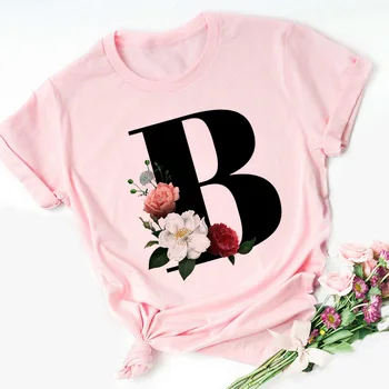 Sommeren 26 Engelske Alfabet Print Tshirt Mode Harajuku Casual Pink Toppe Tee Kvinder, Par, Elskere Kvindelige T-Shirt,Drop Skib