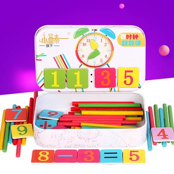 Træ-Baby Matematik Legetøj Tælle Pinde Pædagogiske Beregne Spil Legetøj med Jern Max Montessori Matematiske Baby Gave