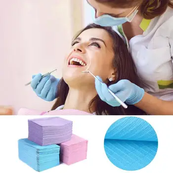 125pcs Engangs Vandtæt Medicinsk Papir Tandlæge mundhygiejne Bib Halstørklæde Dental Rense Pad Ark