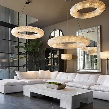FKL Moderne Chrome Runde Design Krystal Lysekrone Til Soveværelse, Stue, Indendørs lamper LED Cristal Lustre