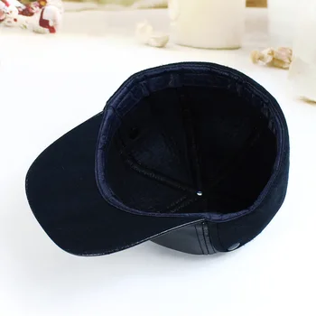 Fibonacci Høj kvalitet mænds vinter hat varm høreværn plus fløjl tyk midaldrende ældre læder baseball cap