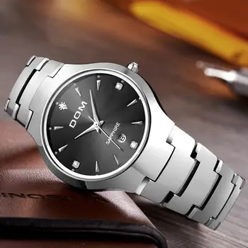 DOM mænd se luksus-top mærke wolfram stål armbåndsur 30m vandtæt Virksomhed Sapphire Spejl Quartz ure W-698