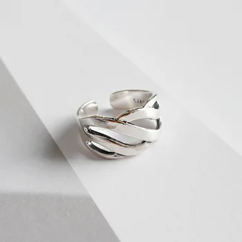 925 Sterling Sølv Smykker Bølge Ringe til Kvinder vielsesringe Smykker Mode Åbne Justerbar Ring Finger