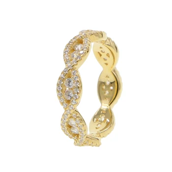 Guld Vermeil 925 sterling sølv engagement band ring gnister bling cz infinity ringe til kvinder