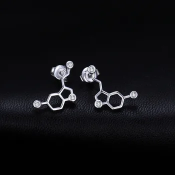 JewelryPalace Serotonin, Dopamin CZ Stud Øreringe af 925 Sterling Sølv Øreringe Til Kvinder, Piger koreanske Øreringe, Mode Smykker