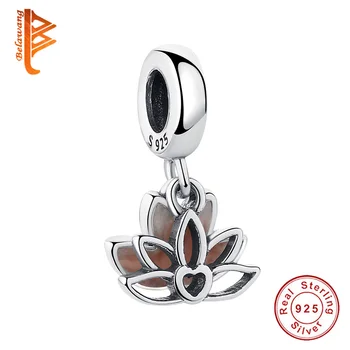 BELAWANG DIY Sølv Perler Passer Oprindelige Charme Armbånd af 925 Sterling Sølv Charm Emalje Lotus Blomst Bead Mode Smykker