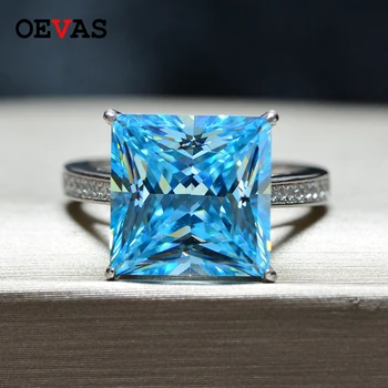 OEVAS 15.5 Karat High Carbon diamantringe Til Kvinder, 925 Sterling Sølv 12*12 mm Skabt Moissanite Bryllup Fine Smykker