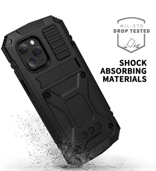 Heavy Duty Beskyttelse Phone Case For Iphone 12 Pro Max antal stødsikker Vandtæt Støvede-Bevis Fuld Dækning For 11 pro med Stander