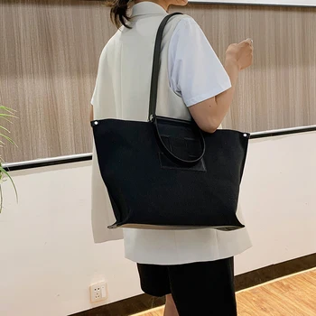 2020 Nye Kvindelige Canvas Taske Mode Enkel skuldertaske med Stor Kapacitet Håndtaske Shopping Taske Punge og Håndtasker Luksus Håndtaske