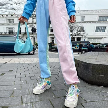 Vintage sweatpants kvinder punk joggere kvinder sved bukser streetwear baggy bukser pink farverige bukser hip hop koreansk stil