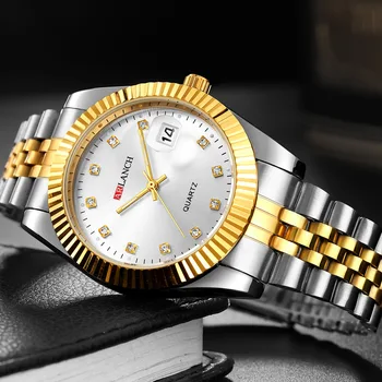 2019 Armbåndsur herre Guld Sølv Ure Mænd GMT Safir Glas, Rustfrit Stål Sport Kvarts Relogio Masculino armbåndsur til mænd
