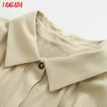 Tangada kvinder belted shirt kjole med skråstreg lomme med lange ærmer kvinder afslappet og elegant mini kjoler vestidos 4Q33