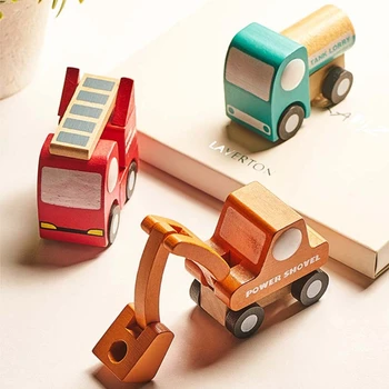 12pcs/set, Træ-Mini Fly/Teknik Køretøjer/Biler/Militære Køretøjer Transport Model Toy Børn Fødselsdagsgave