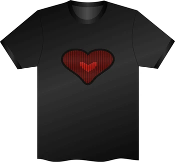 Unisex Lyd Aktiveres Hjerte Elsker Blinkende Led T-Shirt Party Polterabend Club, Disco L Personlighed Brugerdefineret T-Shirt