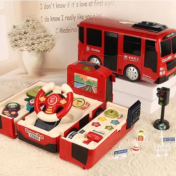 Simulering Rattet Form At Ændre Design Toy Simulering Bus Skolebus Toy Pædagogiske Multifunktionelle Bil-Legetøj Til Børn