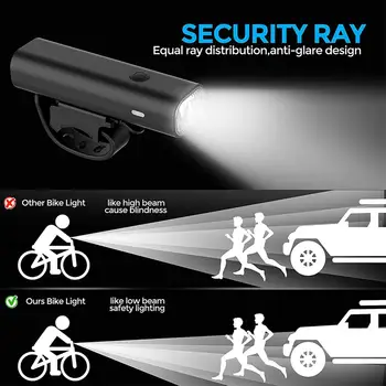 Mountain Bike Light Usb-Opladning, Forlygte Regntæt Nat Riding Udstyret Med Stærke Cykel Lys Sikkerhed Advarsel Lys