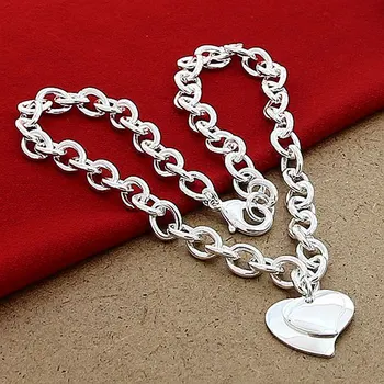 Aimarry 925 Sterling Sølv Smykker Double Heart Halskæde Til Kvinder Part Engagement Bryllup Gaver Mode Smykker