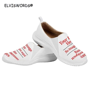 ELVISWORDS Tilpasset Dine Billeder/Logo/Design/Tekst Stilfulde Sneakers Kvinder Sko Lejligheder Let Slip På Loafers Mujer Zapatillas