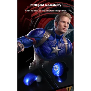 Marvel Certificeret Bluetooth-V5.0 Øretelefoner Iron Man TWS Trådløse Stereo Hovedtelefoner Støtte, der Forbinder To Mobiltelefon Captain America