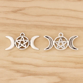 20 Stykker Tibetansk Sølv gardneriansk Pentagram Pentacle Charms Vedhæng Wicca Hedenske 30x16mm
