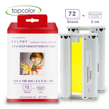 Topcolor Kompatible Canon Selphy CP1300 Papir KP-108IN blækpatronen til Canon Selphy Foto Printer CP910 CP1000 CP1200 KP-36IN