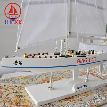 LUCKK 46CM Kinesiske QING DAO Racing Træ-Model Skibe, Nautiske Hjem Interiør Værelse Dekoration Træ Håndværk Figur Havet Souvenirs