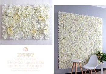40X60cm Kunstig Silke Blomst Wall Panel i Hvid Hortensia Blomster Bryllup Dekoration Wedding Party Baggrund Indretning