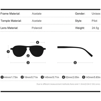 HEPIDEM Acetat Polariserede solbriller til Mænd 2020 Nye Mode Luksus Mærke, Design, Retro Vintage Pilot Solbriller Kvinder 9129