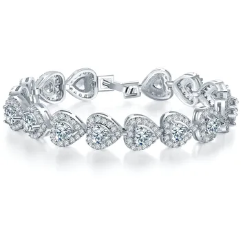 2021 nye luksus 18CM hjerte 925 sterling sølv armbånd armbånd til kvinder jubilæum gave smykker bulk sælge jul S5777