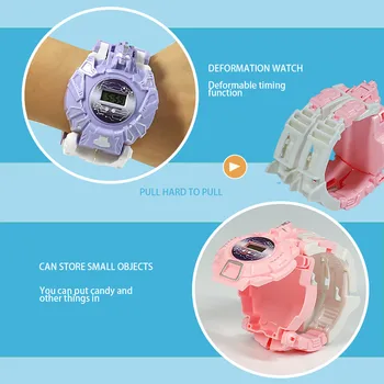 Manuel Transformation Robot Legetøj Børne Tegneserie Armbåndsur Toy Elektroniske Robot Se For Børn, Puslespil Se Deforme Robot Gave