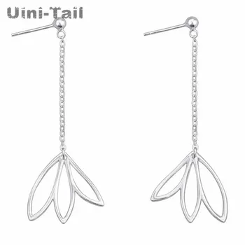 Uini-Hale hot nye 925 sterling sølv vilde modeller hule tre-blad øreringe med lang kvast søde blomster allergivenlige smykker