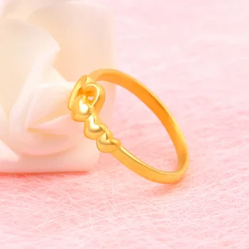 Nye Reelle 999 24K Guld Ring Kvinder 3D Held Hjerte Ring US6-8 / Fine Smykker / Bedste Gave