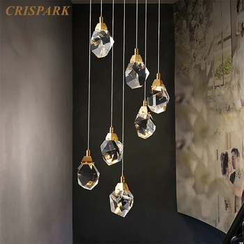 Luksus Messing Cap Lysekrone Lys LED Moderne Klar Diamant Krystal Vedhæng Hængende Lampe Art Deco Loft spisebord, Køkken Bar