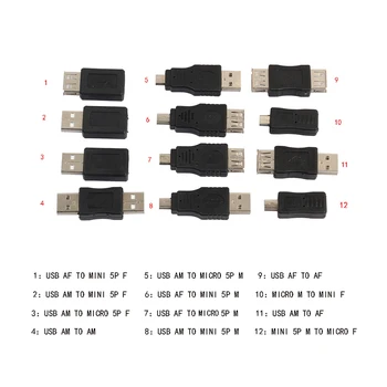 12pcs Adaptere Kit 12 i 1 OTG USB2.0 Blanding Indstille F/M Mini-USB-Adapter Converter Mandlige og Kvindelige Mikro-USB til PC