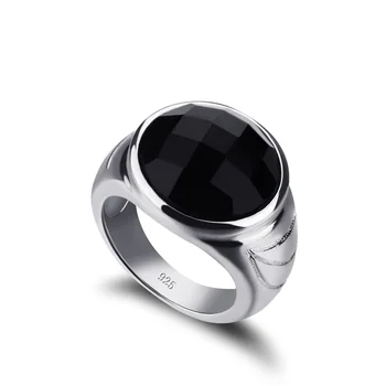 Boheme kvinders 925 sterling sølv ring vintage stil, sort agat indlagt massivt sølv ring party fine smykker jubilæum gave
