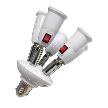 E27 Splitter med Skifte 3/4 Hoveder Lampe Base Justerbar LED-Pære, der Holder Adapteren Omformer Stik Pære Holder