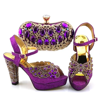 Mode sko og tasker Afrikanske Damer, Sko Og taske Skinnende Skønhed Crystal Sko Matchende taske Sæt Banket sko og tasker
