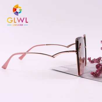Kvinders Briller Retro Solbriller 2021 Vintage Uindfattede Briller Overdimensionerede Briller Kvindelige Luksus Sun Linser Kørsel Skygge Mærke