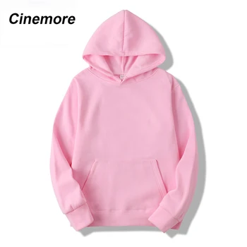 Cinemore Pullovere pink casual sweatshirt trøjer Kvinder lomme efteråret solid løs vinter Kvindelige lange ærmer hooded sweatshirt