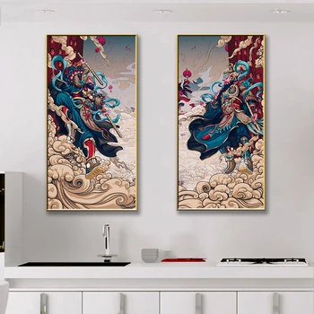 Kreative Mytologiske Figurer I det Gamle Kina Lærred Maleri Væg Kunst Print Til stuen Home Decor cuadros