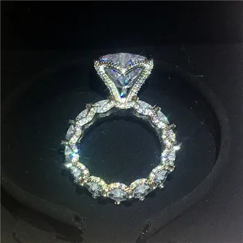 Vintage-Hjerte ring i Ægte 925 Sterling Sølv Bijou 8ct AAAAA Cz Engagement bryllup band ringe Til kvinder, mænd Part Finger Smykker