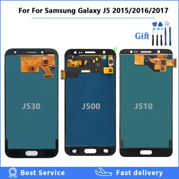 Lysstyrke Adjustbale LCD-For Samsung Galaxy J5 2016 2017 J530 J510 J500 LCD-Skærm Touch screen Digitizer Assembly + Værktøj