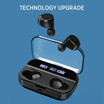 Tws Bluetooth-5.0 Øretelefoner Led Digitalt Display Auto-Link Wireless Headset Stereo Vandtæt In-Ear-Øretelefoner Med Mikrofon