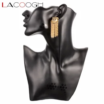 Lacoogh Fashion Animal Stor Erklæring løvehoved Øreringe Guld Legering Farve Lang Kvast Øreringe til kvinder, Kvindelige Smykker F10178