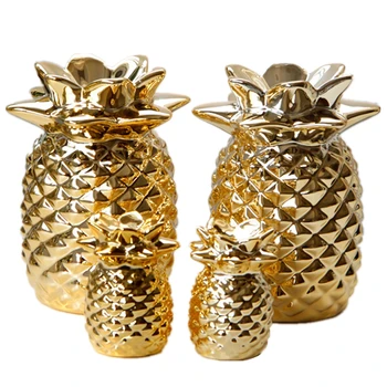 VILEAD Keramiske Guld Plating Ananas Figurer Frugt Model Dekoration Kreative Gave til Pigen Børn Vitage Home Decor