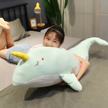 Søde Giant Plys Narhval Legetøj Fyldte Ocean Animal Dukke Hval Pude Pude Kids Legetøj Fødselsdag Gave Til Børn, Kæreste