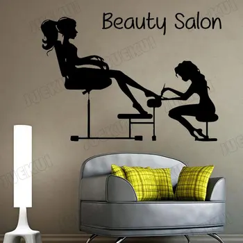 Pedicure vægoverføringsbilleder Fashion Girl Negle Manicure Vinyl Wall Stickers til Beauty Salon Baggrund Hjem Stue Mærkat TA688