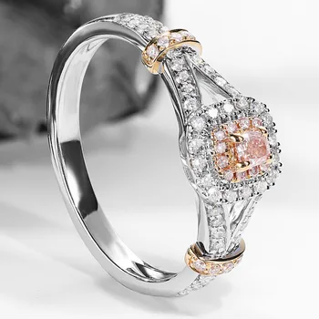 Ægte 925 Sterling Sølv Ring 5A klar & rosa CZ Zirconia Bryllup Smykker brand Engagement Ringe for Kvinder Gave