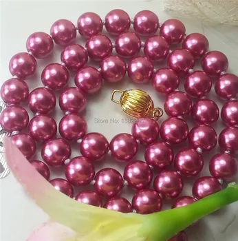Mode Nyt ! Stil 8mm Violet havet shell perler halskæde smykker 18 inches 2 stykker/masse JT6481